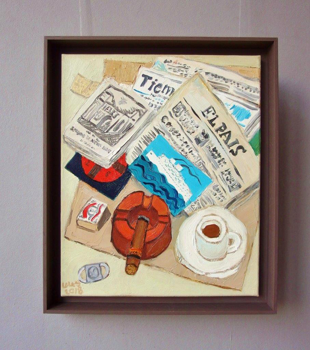 Krzysztof Kokoryn - Still life with El Pais (Oil on Canvas | Größe: 44 x 52 cm | Preis: 4500 PLN)