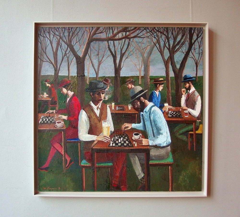 Katarzyna Karpowicz - Beer Garden in Munich (Oil on Canvas | Größe: 116 x 116 cm | Preis: 13000 PLN)