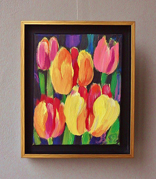 Beata Murawska : Tulips at night : Oil on Canvas