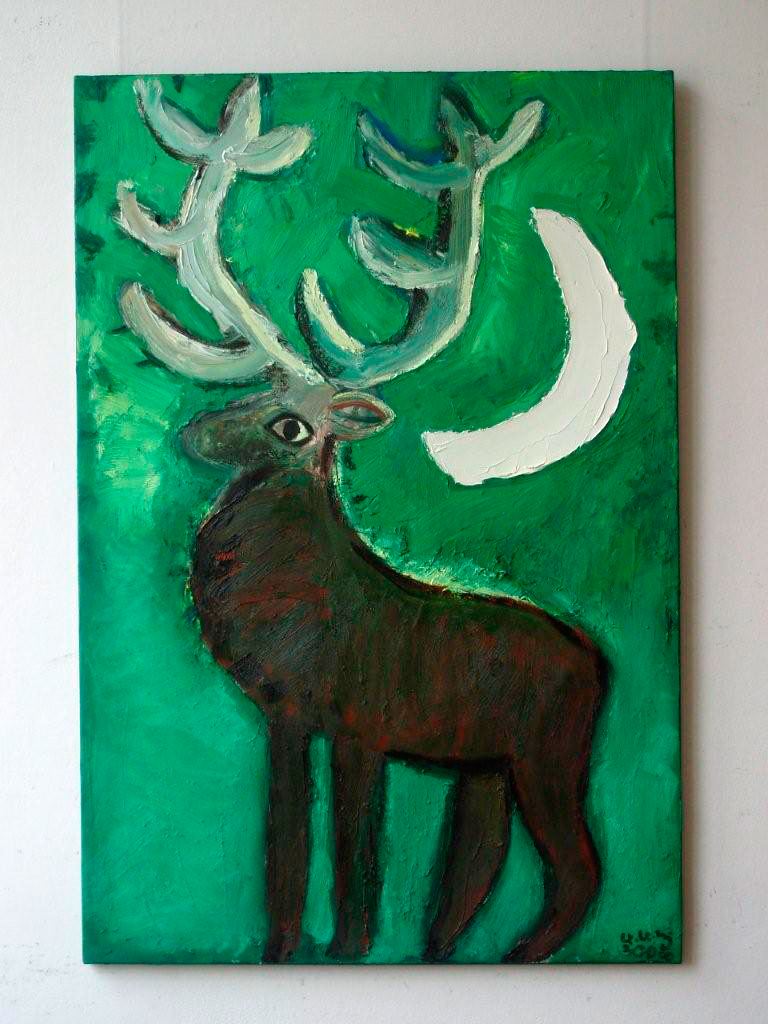 Krzysztof Kokoryn - Deer (Oil on Canvas | Size: 80 x 120 cm | Price: 8000 PLN)