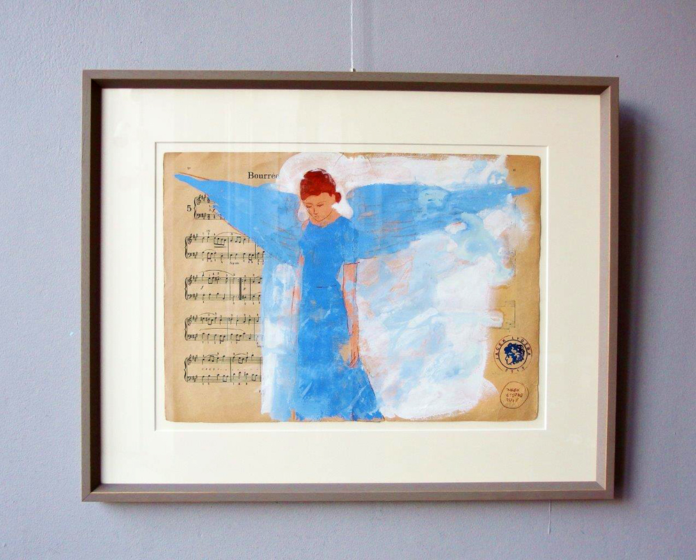 Jacek Łydżba - Angel (Tempera on old music sheet | Size: 68 x 53 cm | Price: 1500 PLN)