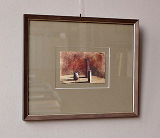 Łukasz Huculak : Three objects on a sepia background : Tempera on paper