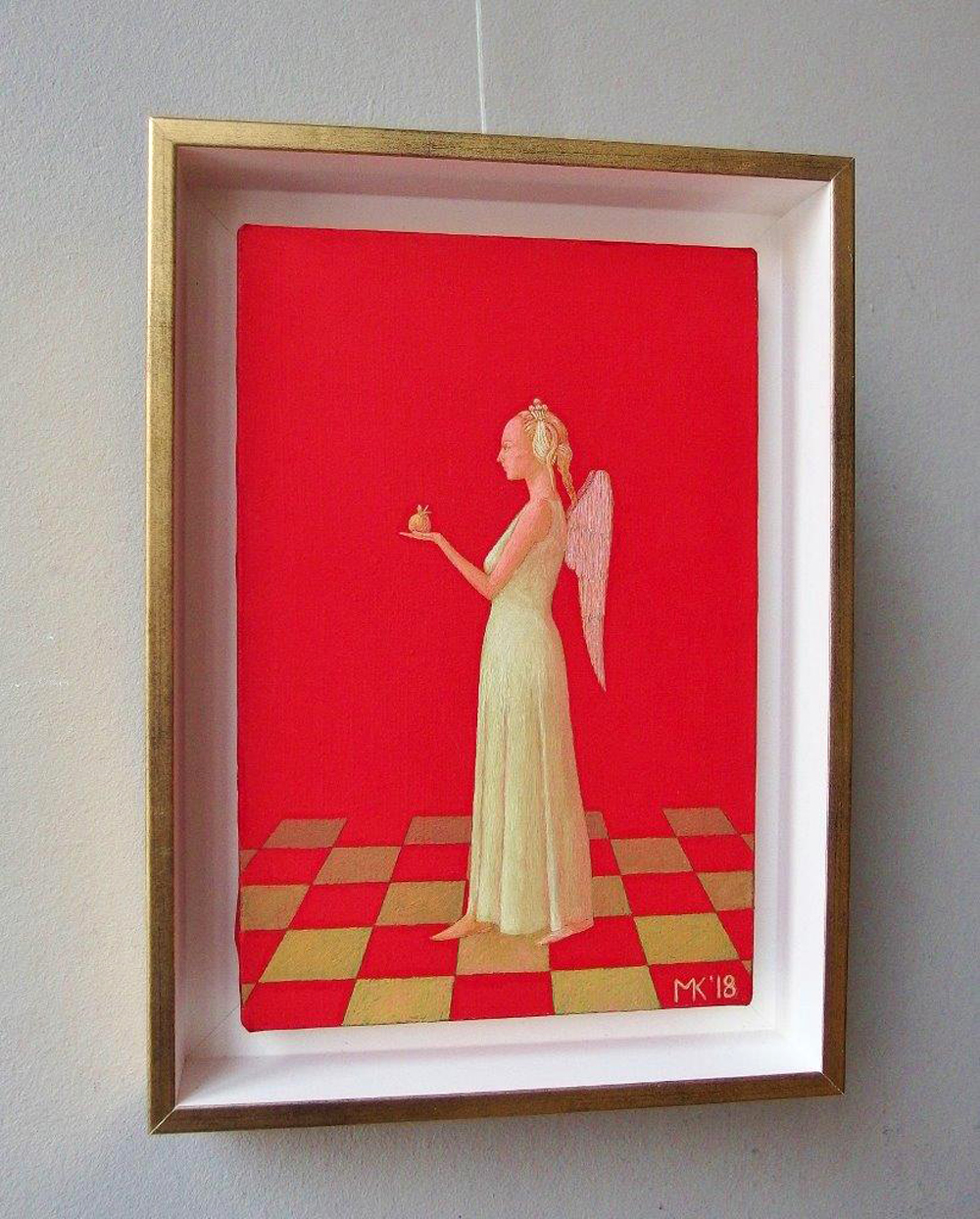 Mikołaj Kasprzyk - Angel with a apple (Oil on Canvas | Größe: 24 x 33 cm | Preis: 1600 PLN)