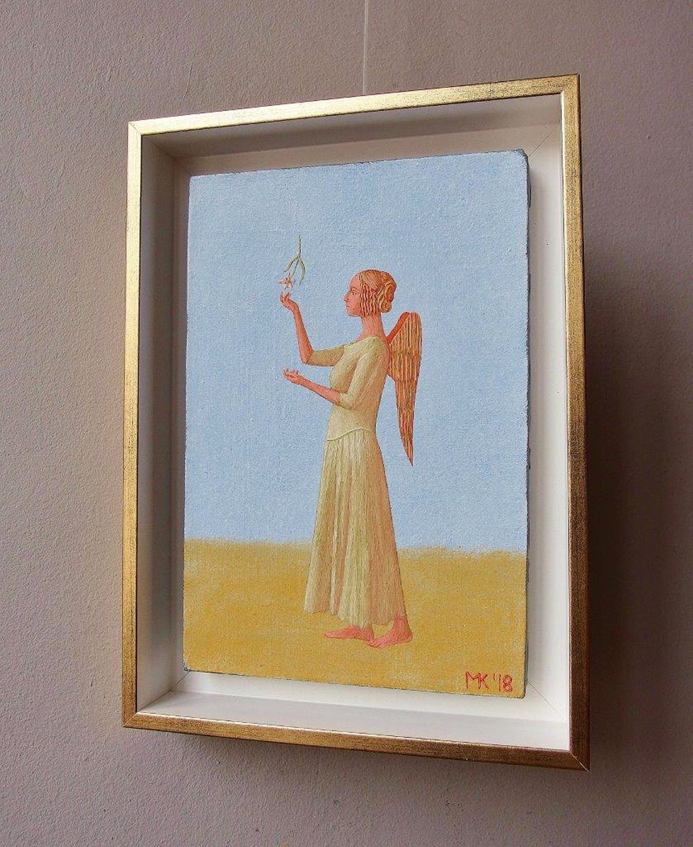 Mikołaj Kasprzyk - Angel with a falling flower (Oil on Canvas | Größe: 24 x 33 cm | Preis: 1600 PLN)