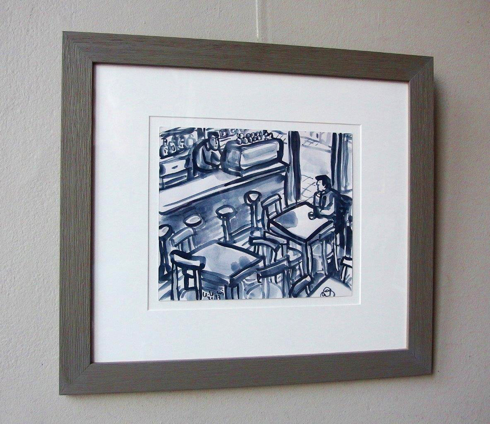 Krzysztof Kokoryn - First coffee (Watercolour on paper | Wymiary: 45 x 40 cm | Cena: 1300 PLN)