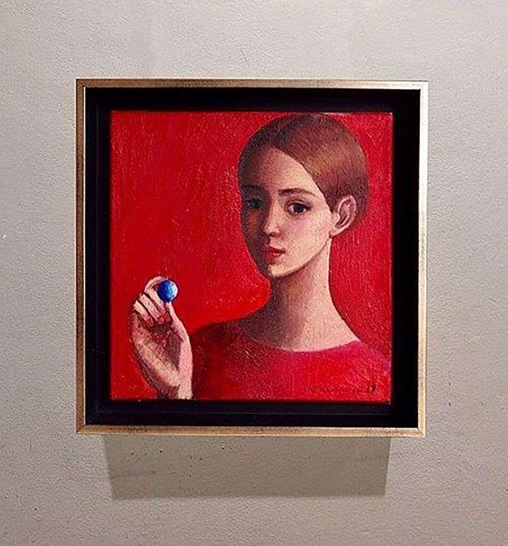 Katarzyna Karpowicz - Blue glass (Oil on Canvas | Size: 46 x 46 cm | Price: 4000 PLN)