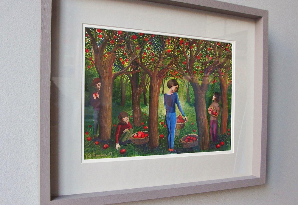 Katarzyna Karpowicz - In the apple orchard (Tempera on paper | Größe: 42 x 32 cm | Preis: 4500 PLN)