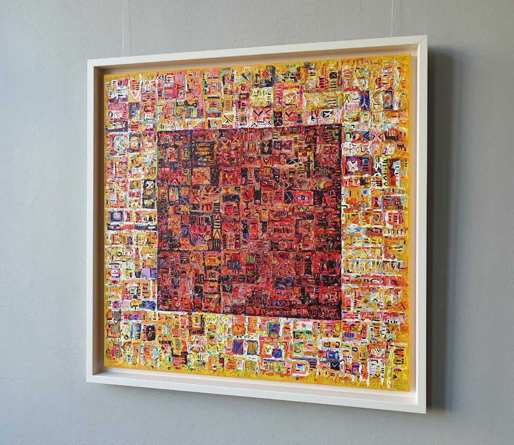 Krzysztof Pająk - Move the globe of the world (Oil on Canvas | Größe: 109 x 109 cm | Preis: 6000 PLN)