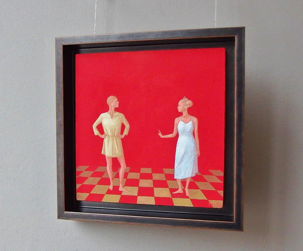 Mikołaj Kasprzyk - Conversation (Oil on Canvas | Wymiary: 38 x 38 cm | Cena: 3200 PLN)