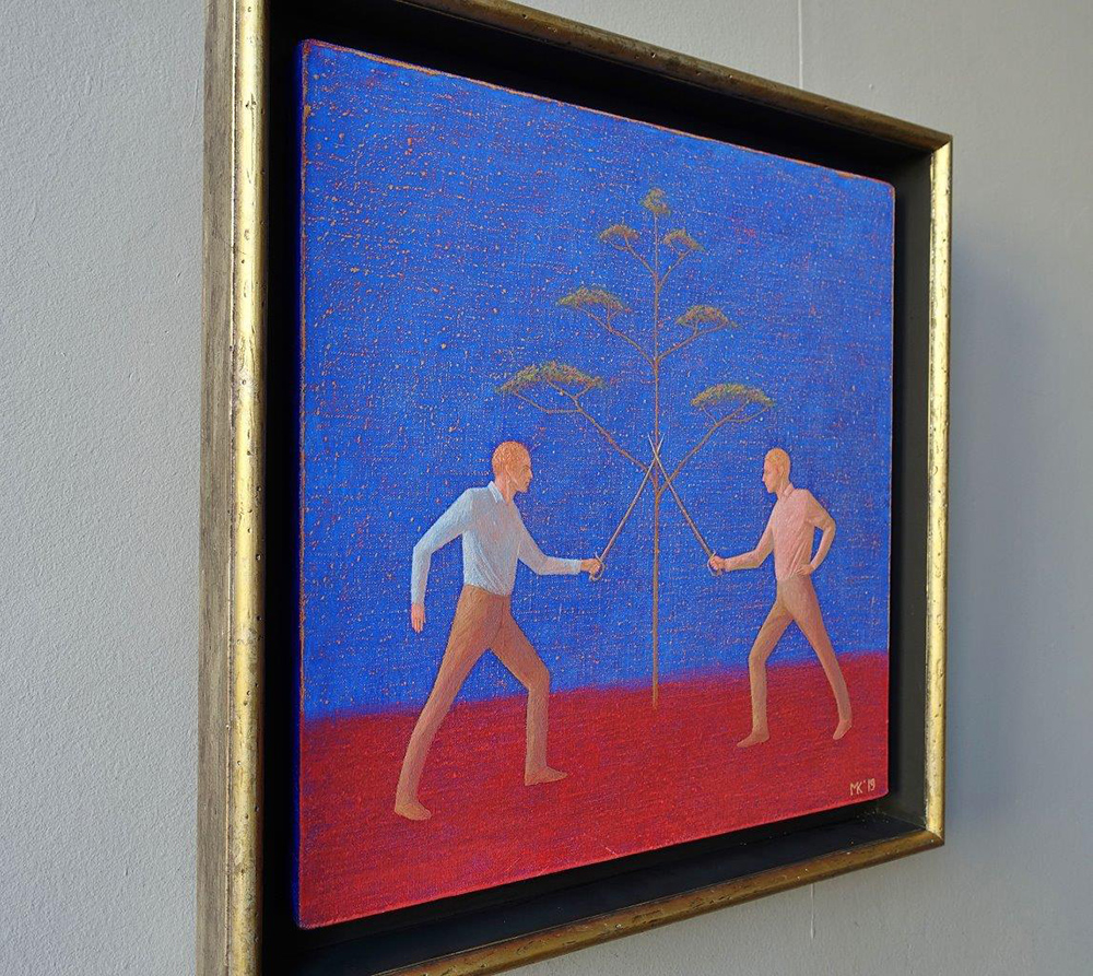 Mikołaj Kasprzyk - Fencers (Oil on Canvas | Größe: 50 x 50 cm | Preis: 4400 PLN)