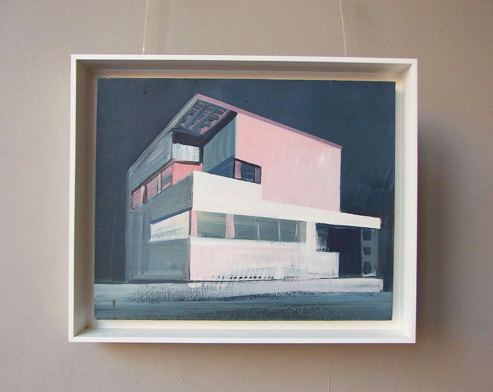 Maria Kiesner - A villa with a pink glow (Tempera on canvas | Size: 47 x 38 cm | Price: 3000 PLN)