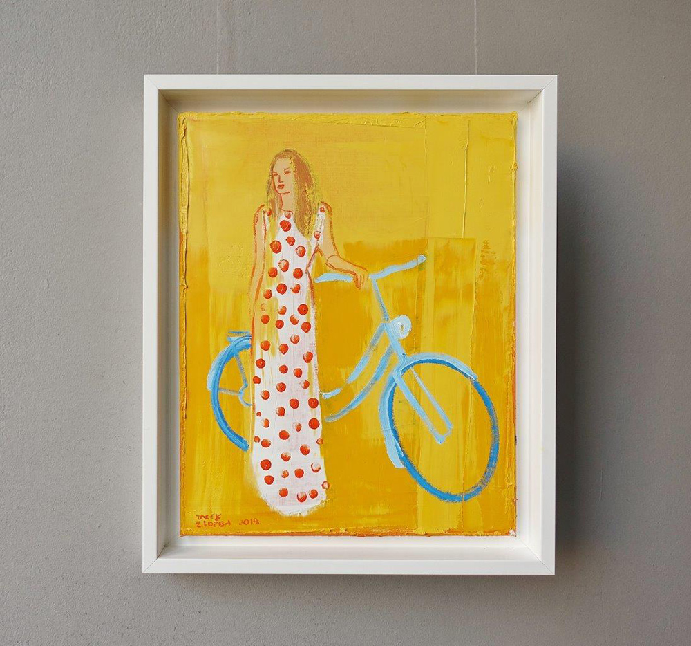 Jacek Łydżba - Biker in a polka dot dress (Oil on Canvas | Size: 48 x 58 cm | Price: 3500 PLN)