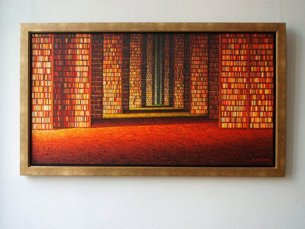 Adam Patrzyk - Library (Oil on Canvas | Wymiary: 142 x 82 cm | Cena: 14500 PLN)