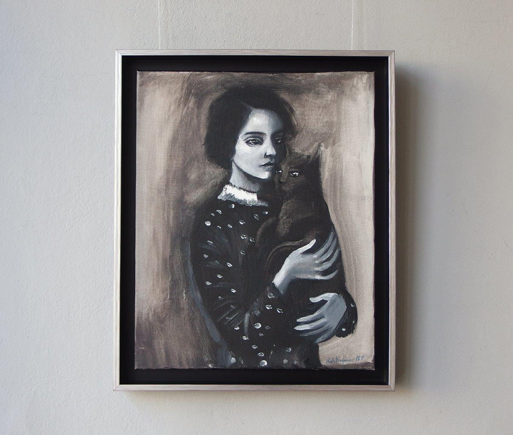 Katarzyna Karpowicz - My black cat (Oil on Canvas | Größe: 46 x 56 cm | Preis: 5500 PLN)