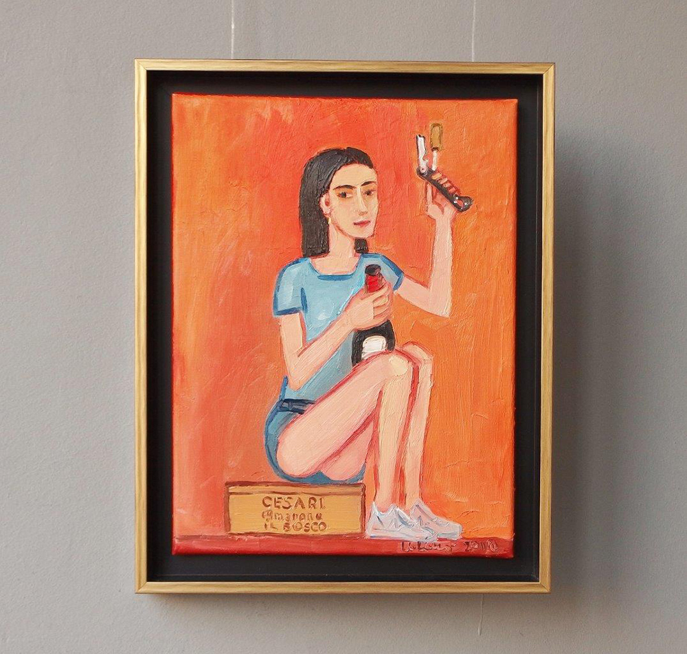 Krzysztof Kokoryn - Girl with a corkscrew (Oil on Canvas | Size: 36 x 46 cm | Price: 3000 PLN)