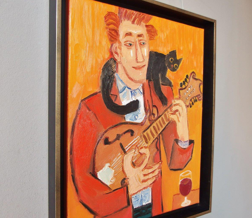 Krzysztof Kokoryn - Mandolin player (Oil on Canvas | Wymiary: 46 x 56 cm | Cena: 3600 PLN)