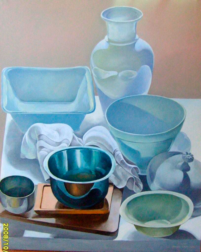 Tomasz Karabowicz - Ceramic Still Life (Oil on Canvas | Wymiary: 83 x 100 cm | Cena: 9000 PLN)