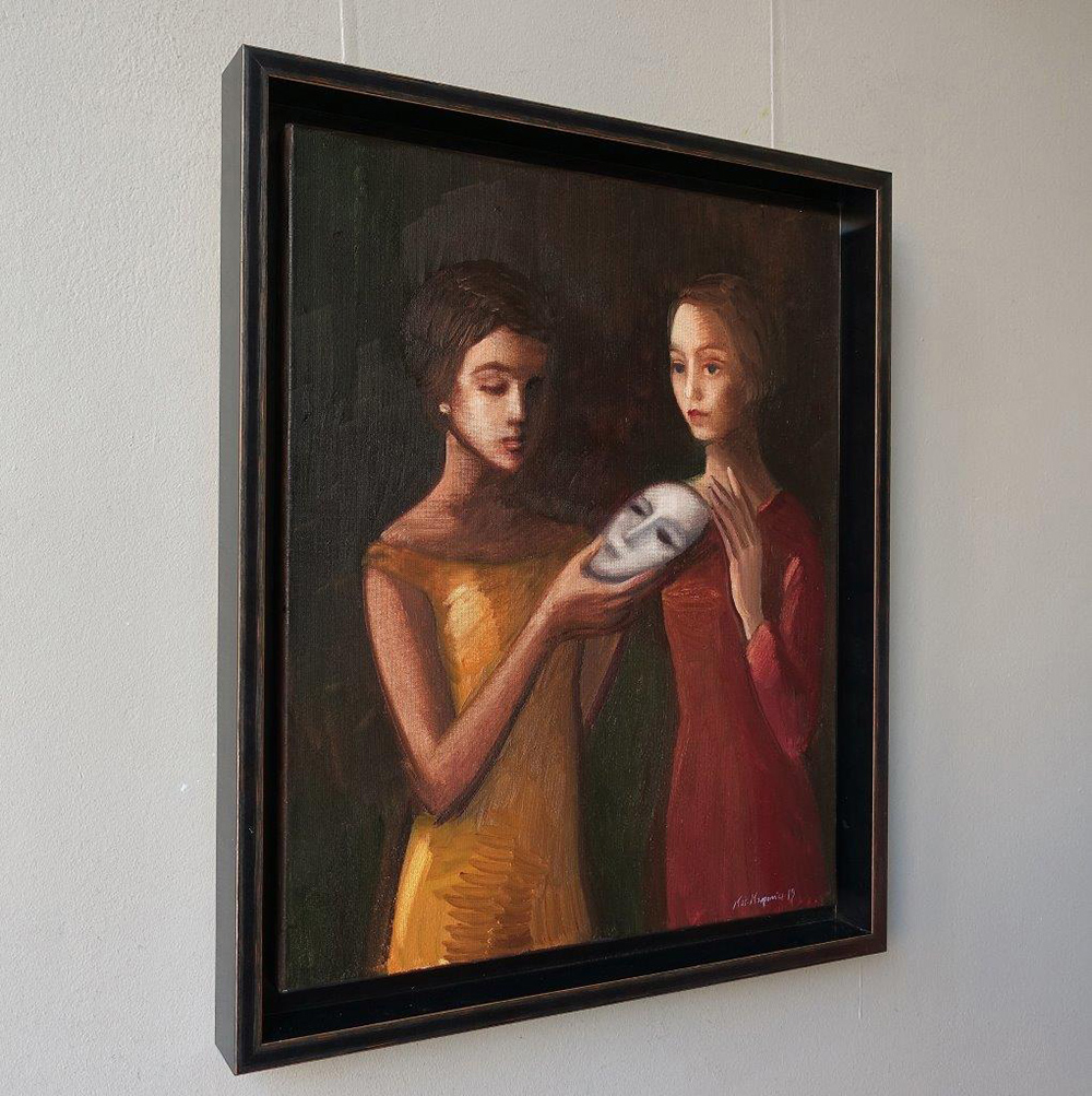 Katarzyna Karpowicz - Two girls and a mask (Oil on Canvas | Wymiary: 58 x 68 cm | Cena: 8500 PLN)