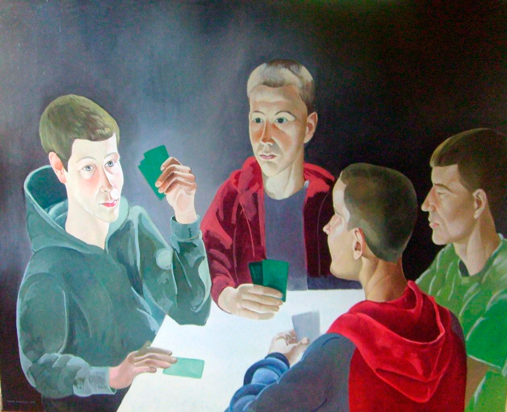 Tomasz Karabowicz - Card Game (Oil on Canvas | Size: 200 x 160 cm | Price: 16000 PLN)
