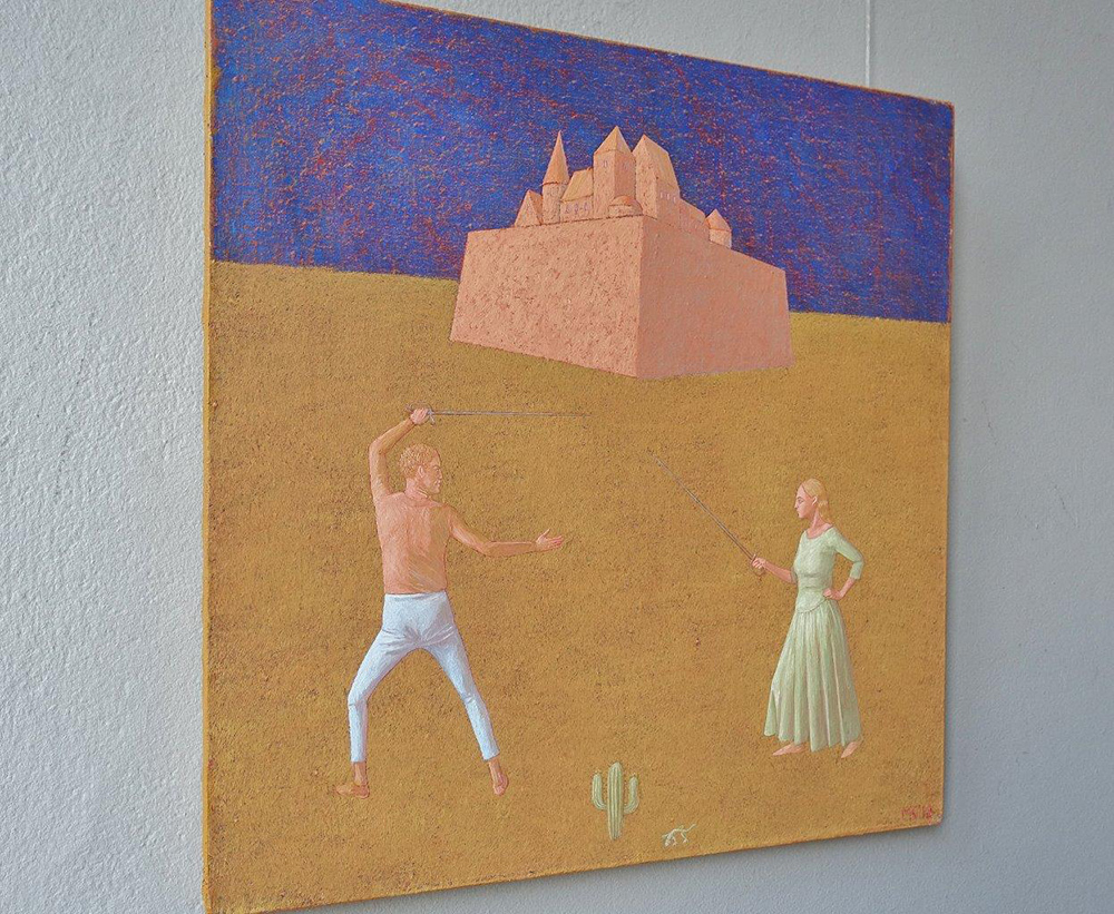 Mikołaj Kasprzyk - Fencing II (Oil on Canvas | Wymiary: 46 x 46 cm | Cena: 3500 PLN)