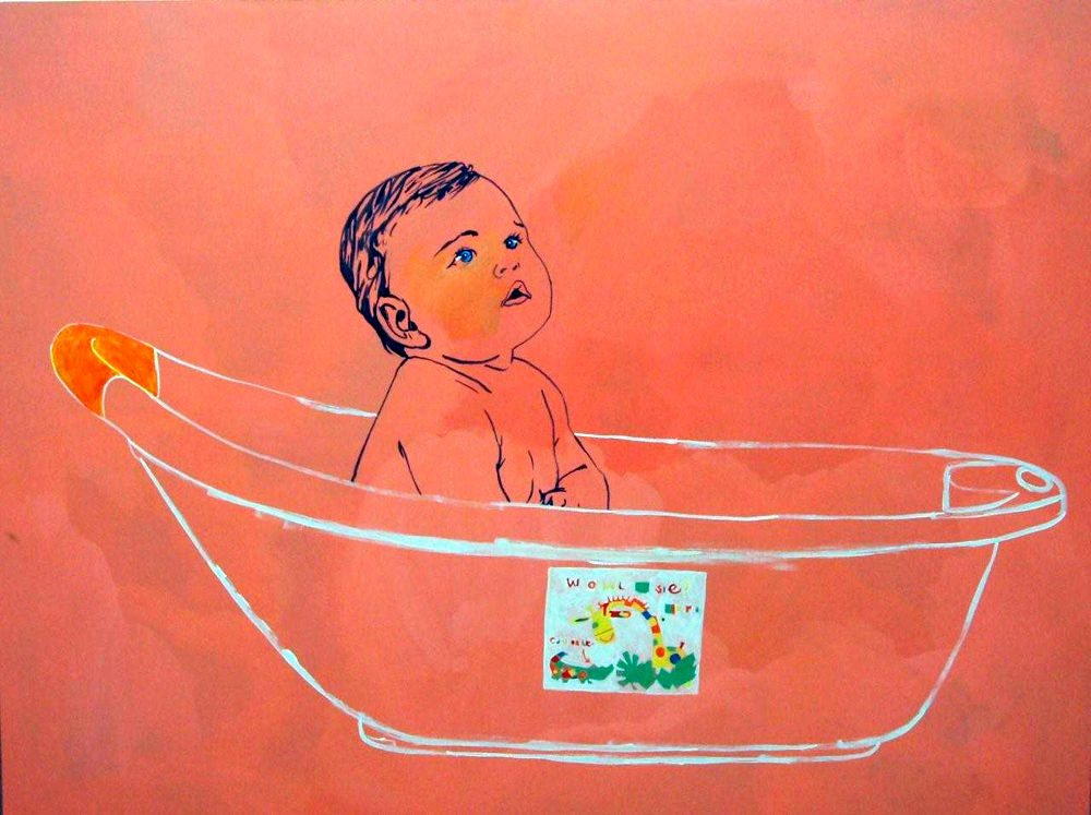 Agnieszka Sandomierz - Baby In Bath (Oil on Canvas | Size: 160 x 120 cm | Price: 9000 PLN)