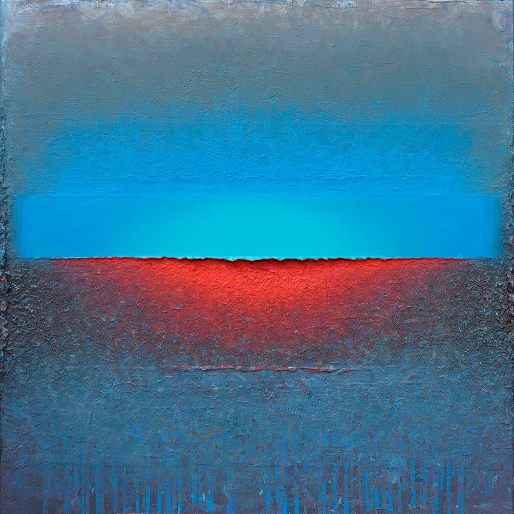 Sebastian Skoczylas - Blue space (Oil on Canvas | Wymiary: 90 x 90 cm | Cena: 11000 PLN)