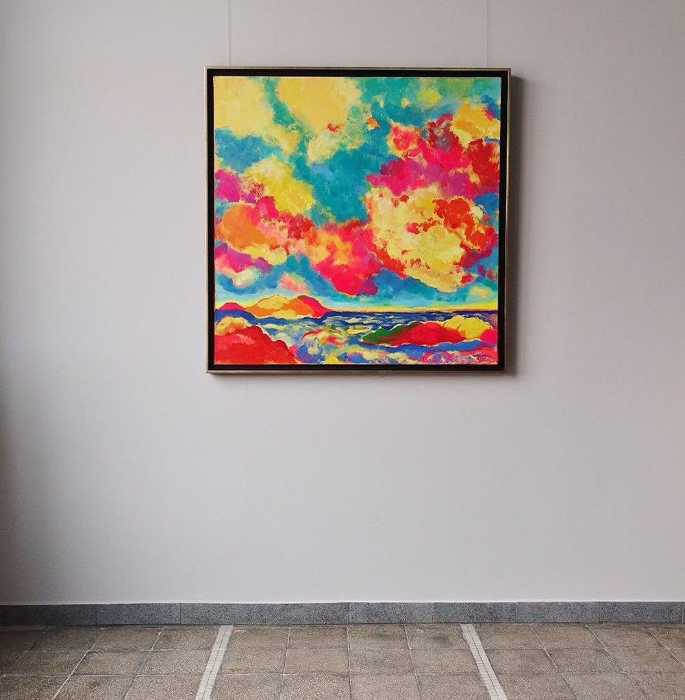 Beata Murawska - Show in the sky (Oil on Canvas | Wymiary: 106 x 106 cm | Cena: 4500 PLN)