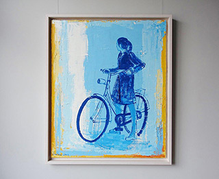 Jacek Łydżba : Blue cyclist : Oil on Canvas