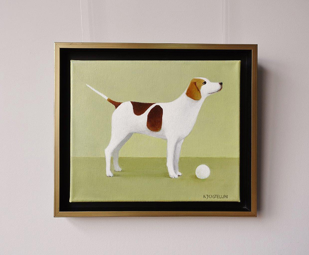 Katarzyna Castellini - Dog with a ball (Oil on Canvas | Wymiary: 35 x 29 cm | Cena: 2400 PLN)