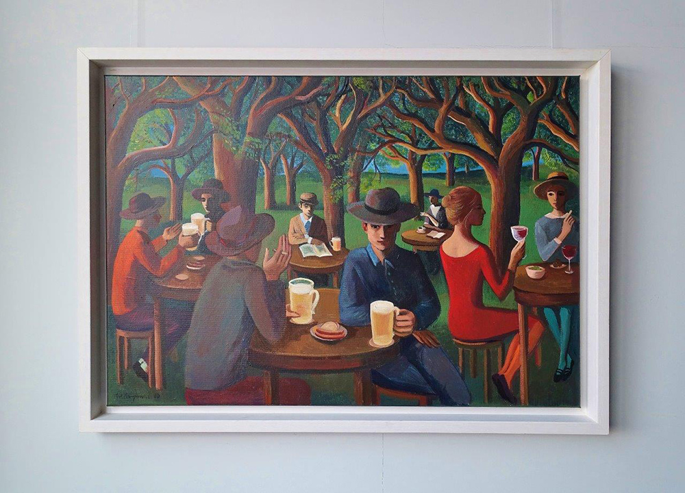 Katarzyna Karpowicz - Beer garden (Oil on Canvas | Wymiary: 108 x 78 cm | Cena: 13000 PLN)
