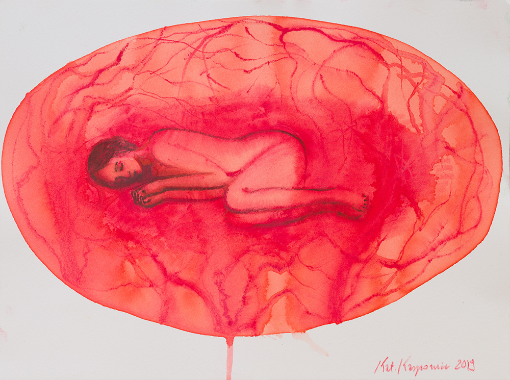 Katarzyna Karpowicz - In the Cocoon (Mixed media on paper | Size: 30 x 22 cm | Price: 3500 PLN)