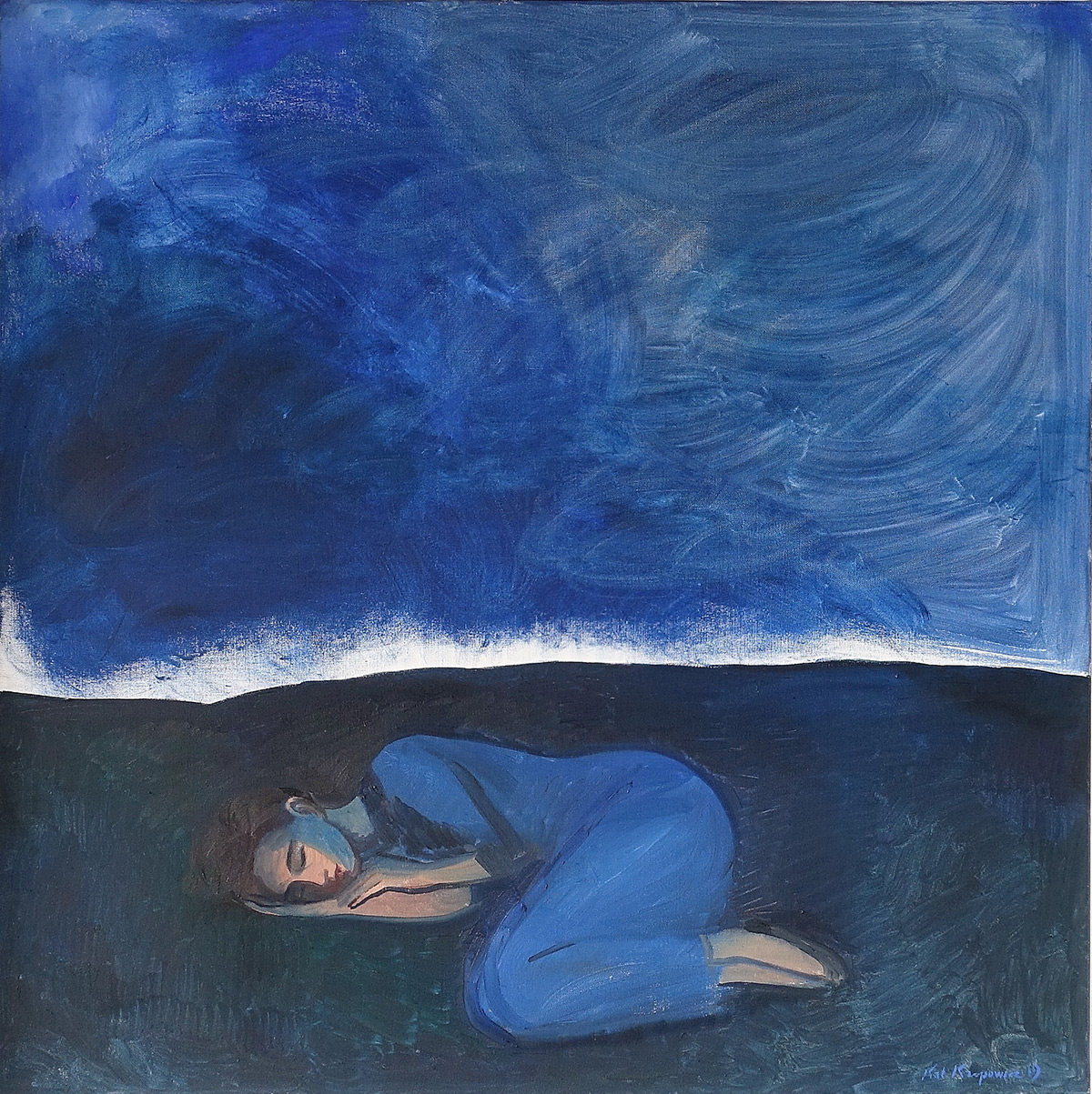 Katarzyna Karpowicz - Blue dream (Oil on Canvas | Wymiary: 126 x 126 cm | Cena: 14000 PLN)