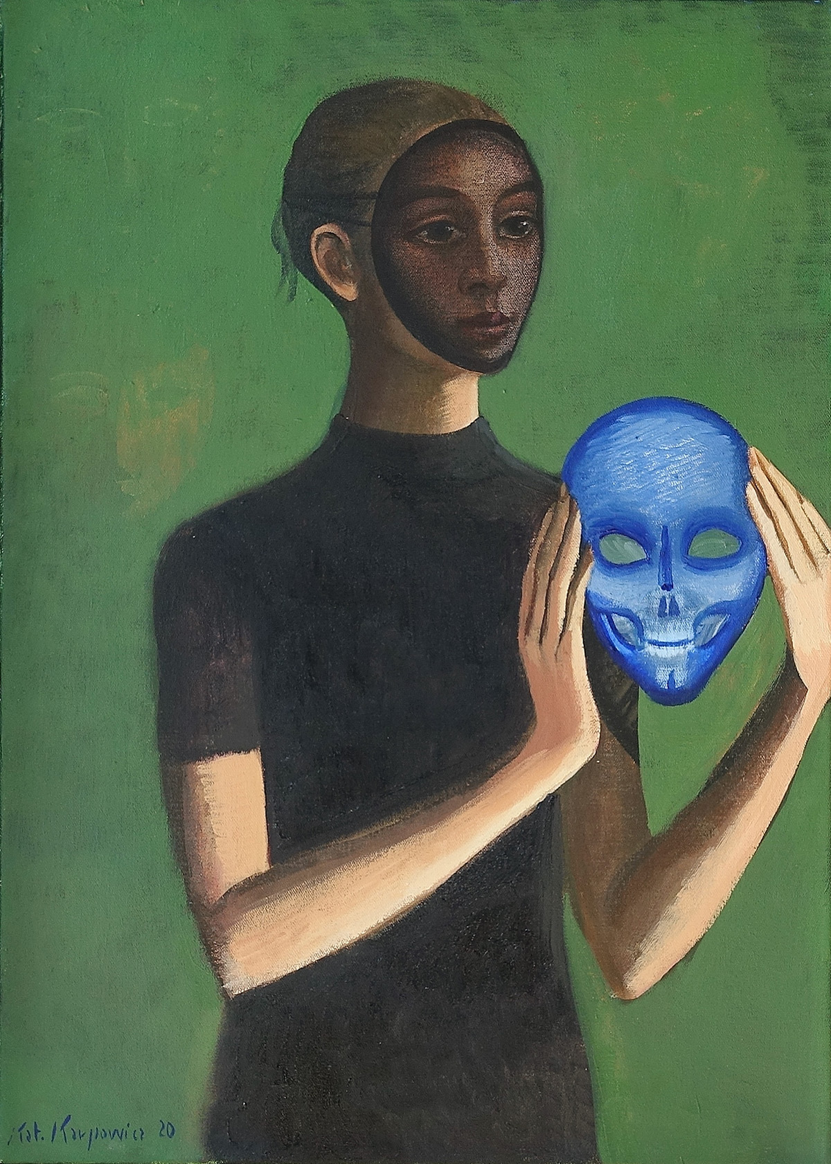 Katarzyna Karpowicz - Lady with blue mask (Oil on Canvas | Größe: 56 x 76 cm | Preis: 11000 PLN)