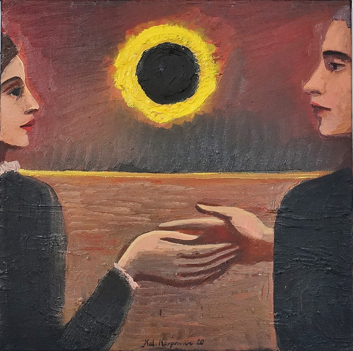 Katarzyna Karpowicz - Touch (Oil on Canvas | Size: 46 x 46 cm | Price: 6000 PLN)