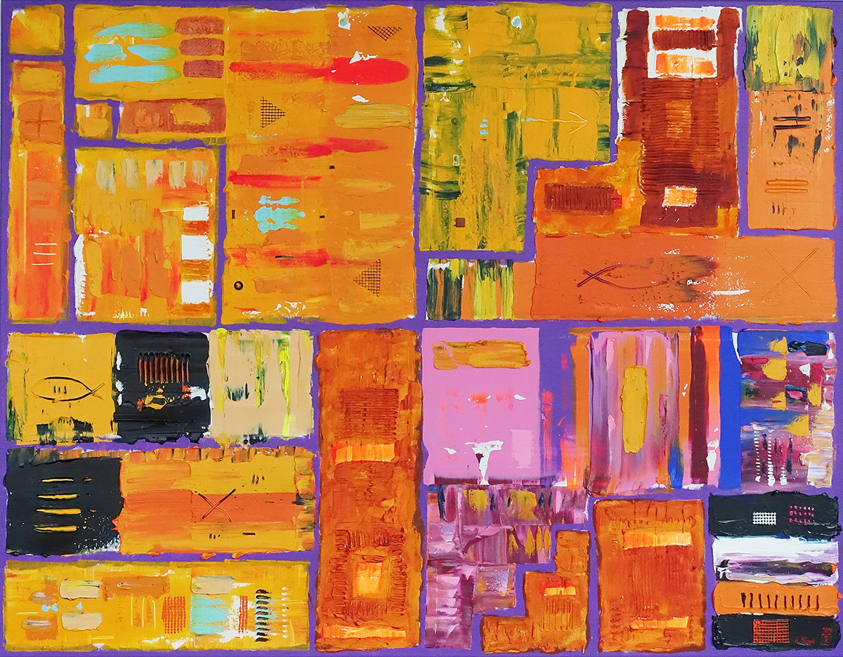 Krzysztof Pająk - DNA codes - orange (Acrylic on canvas | Wymiary: 152 x 130 cm | Cena: 14000 PLN)