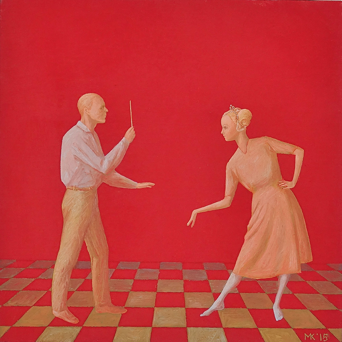 Mikołaj Kasprzyk - Dance lesson (Oil on Canvas | Size: 36 x 36 cm | Price: 2500 PLN)