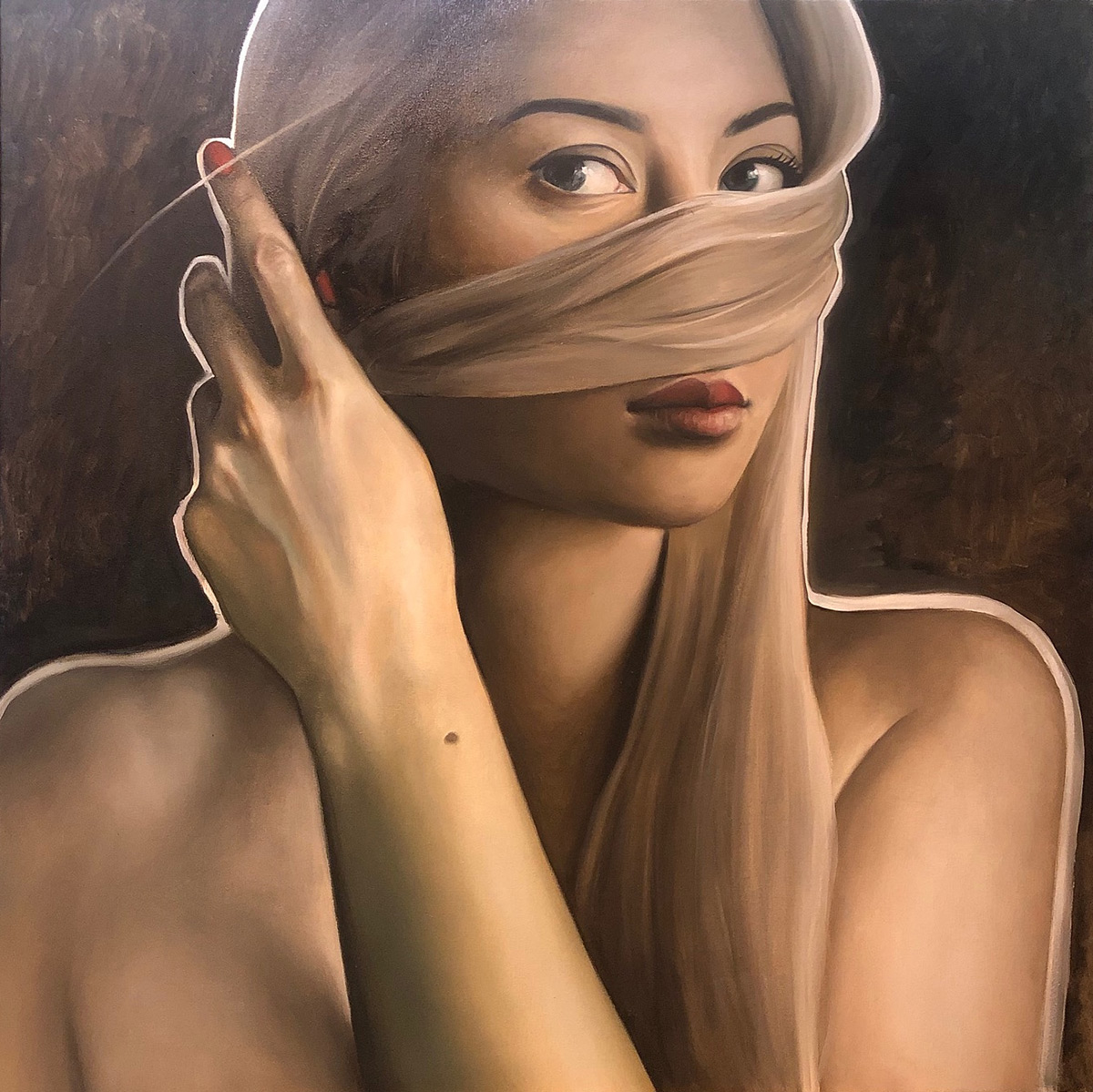 Katarzyna Kubiak - Veil (Oil on Canvas | Size: 90 x 90 cm | Price: 7000 PLN)