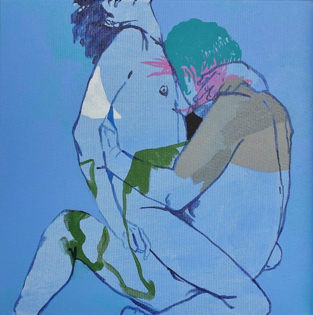 Agnieszka Sandomierz - Couple in ecstasy (Tempera on canvas | Wymiary: 46 x 46 cm | Cena: 4500 PLN)
