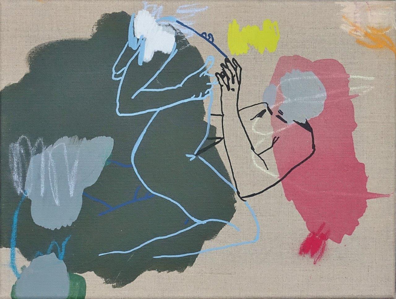 Agnieszka Sandomierz - Couple (Tempera on canvas | Wymiary: 48 x 38 cm | Cena: 2900 PLN)