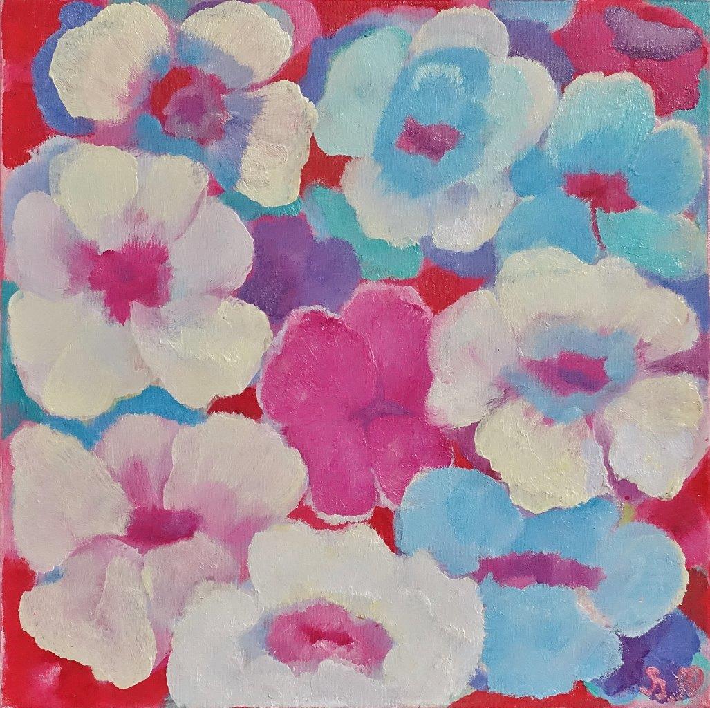 Beata Murawska - Field flowers (Oil on Canvas | Größe: 46 x 46 cm | Preis: 2000 PLN)