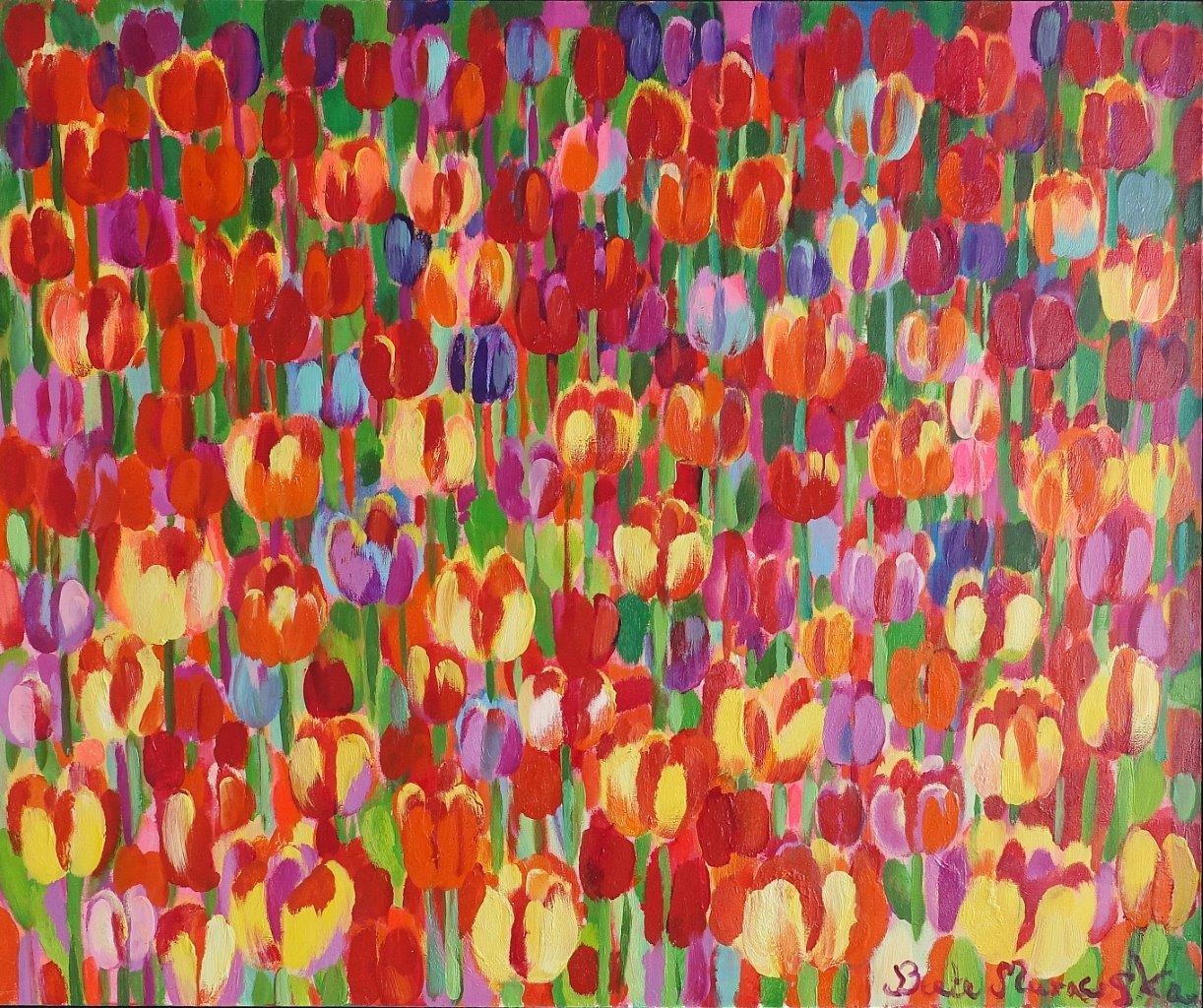 Beata Murawska - Lucky tulips (Oil on Canvas | Wymiary: 126 x 106 cm | Cena: 7000 PLN)