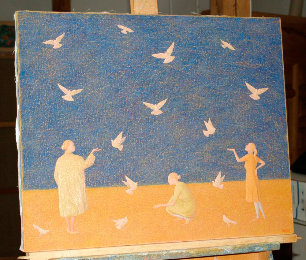 Mikołaj Kasprzyk - Chasing Birds (Oil on Canvas | Wymiary: 64 x 50 cm | Cena: 4000 PLN)