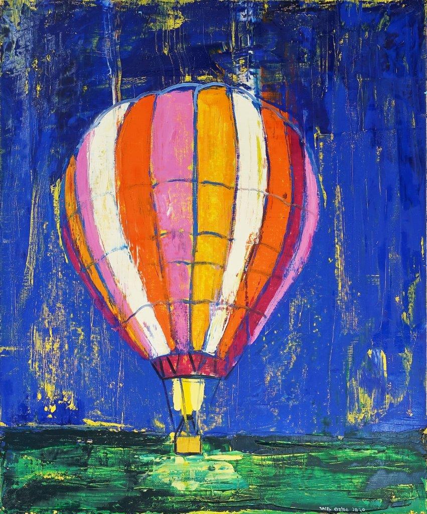 Jacek Łydżba - Night balloon flight (Oil on Canvas | Size: 106 x 126 cm | Price: 8000 PLN)