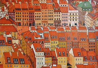 Krzysztof Kokoryn : Roofs of the old town : Oil on Canvas