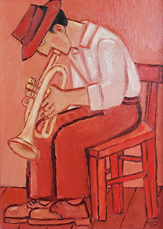 Krzysztof Kokoryn : Trumpet player : Oil on Canvas