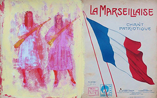 Jacek Łydżba : Marseillaise : Tempera on old music sheet