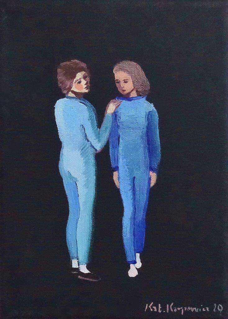 Katarzyna Karpowicz - Sisters (Oil on Canvas | Größe: 17 x 22 cm | Preis: 1900 PLN)