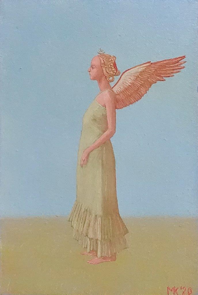 Mikołaj Kasprzyk - Angel in bright light (Oil on Canvas | Größe: 24 x 33 cm | Preis: 1900 PLN)