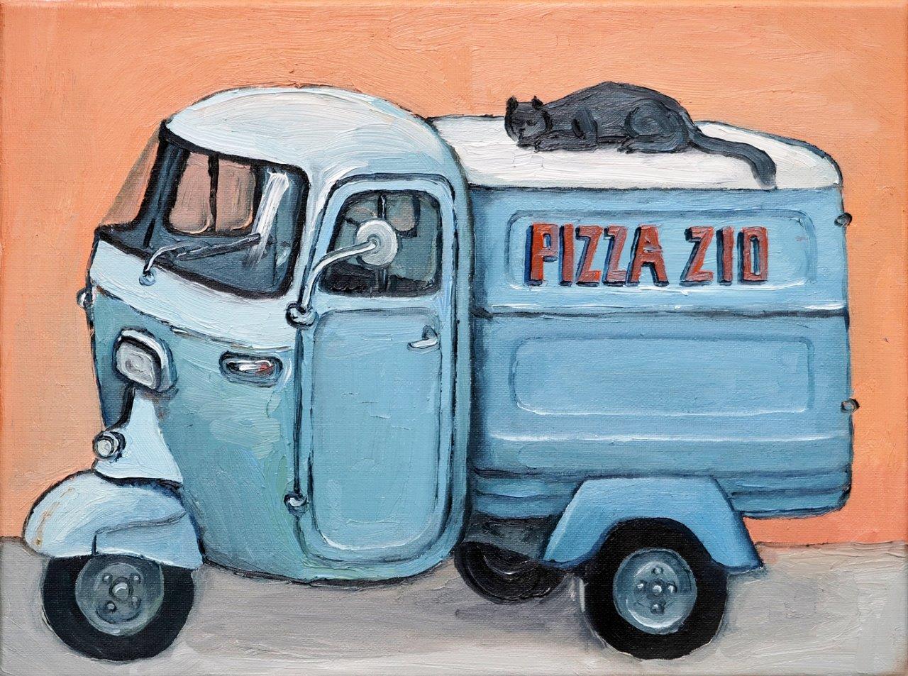Krzysztof Kokoryn - Pizza Zio from Myślenice (Oil on Canvas | Größe: 58 x 48 cm | Preis: 4500 PLN)