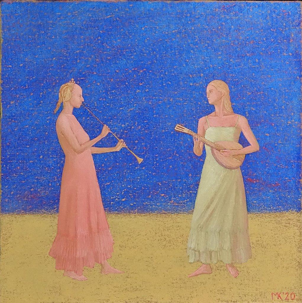 Mikołaj Kasprzyk - Duo I (Oil on Canvas | Size: 36 x 36 cm | Price: 2200 PLN)